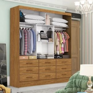 Guarda-Roupa 3 Portas Sevilha (Com espelho) 1,62 m Cinamomo – CARIOCA MOVEIS