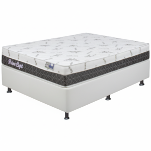 Colchão Casal Prime Light 26 cm D28 Molas Ensacadas + Base Simples Corino Branco – ORTHOPRIME + BIOSTAR