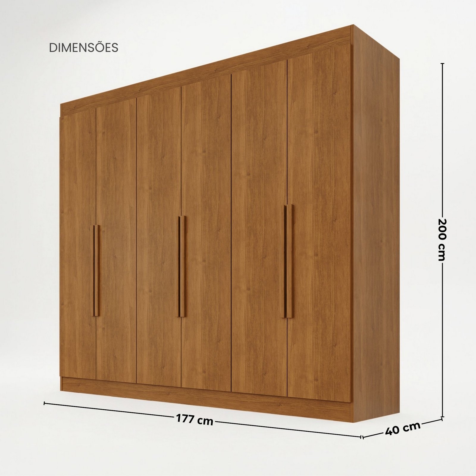 Guarda-Roupa 6 Portas Roma 1,77 m Cinamomo - SALLÊTO - Imagem 3