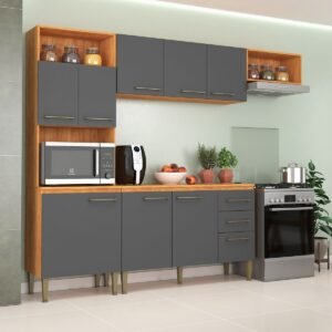 Cozinha Completa Malu CL16 2,40 m Cinamomo/Grafite – FELLICCI