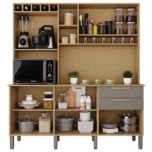 Kit Cozinha New Topázio 1,65 m Jequitibá/Granizo – SALLÊTO