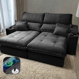 Sofá Retrátil e Reclinável Zeus/Afrodite 2,50 m Preto – ZARAT ESTOFADOS
