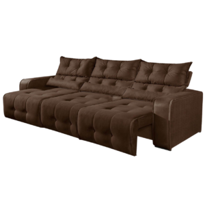 Sofá Retrátil e Reclinável Premier/Minas 2,50 m Veludo Marrom 506 – DECORAR ESTOFADOS