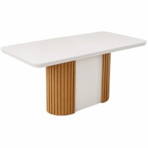 Mesa Pilar 180 Canto Copo (C/Vidro) Off White/Off White/Naturale – RUFATO