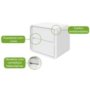 Mesa de Cabeceira Loop Branco – LOPAS