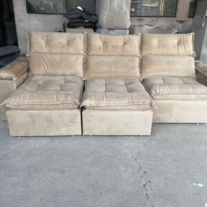 Sofá Retrátil e Reclinável Imperial 2,75 m Veludo Jolie Bege 03 – IMPERIAL DECOR