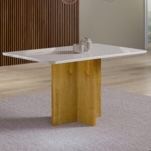 Mesa Salinas 160 (Tampo Londres c/vidro) Cinamomo/Off White – CEL MÓVEIS