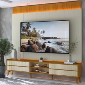 Painel + Rack até 85″ Magnífico Naturale/Off White – GELIUS