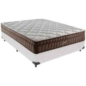 Colchão Casal Star One 30 cm D28/AG D70 + Base Simples Corino Branco – ANJOS + BIOSTAR