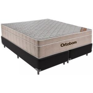 Colchão Queen Airtech Springpocket 25 cm D26 Molas Ensacadas + Base Simples Corino Preto – ORTOBOM + BIOSTAR
