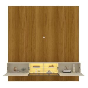 Home Suspenso até 85″ Supremo Ripado 218 Naturale com Nicho Luminare Off White – GELIUS
