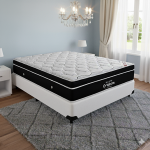 Colchão Casal Elegant Superpocket 28 cm D33 Molas Ensacadas + Base Simples Corino Branco – ORTOBOM + BIOSTAR