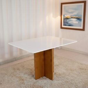 Mesa Salinas 160 (Tampo Londres c/vidro) Cinamomo/Off White – CEL MÓVEIS