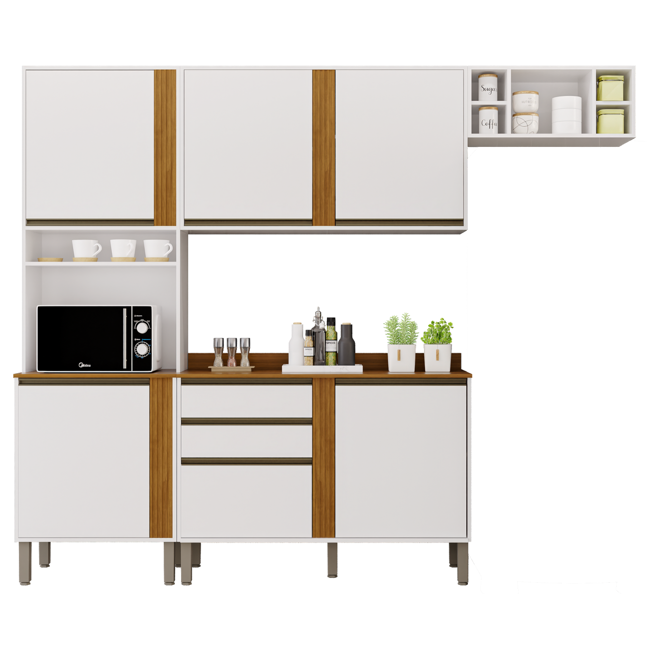 Cozinha 4 Peças Pérola Branco/Cinamomo - SALLÊTO - Imagem 3