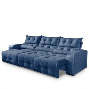 Sofá Retrátil e Reclinável Premier/Minas 2,50 m Veludo Azul 510 – DECORAR ESTOFADOS