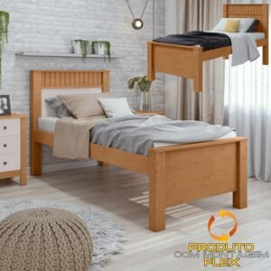 Cama Solteiro Athenas Amêndoa Clean/Off White/Amêndoa – LOPAS
