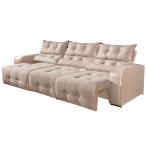 Sofá Retrátil e Reclinável Premier/Minas 2,50 m Veludo Bege 512 – DECORAR ESTOFADOS