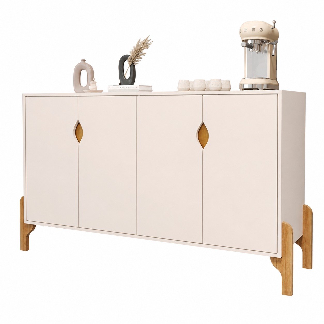 Buffet 4 Portas Titan Off White/Cedro - SAL MOVELARIA - Imagem 4