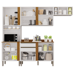 Cozinha 4 Peças Pérola Branco/Cinamomo – SALLÊTO