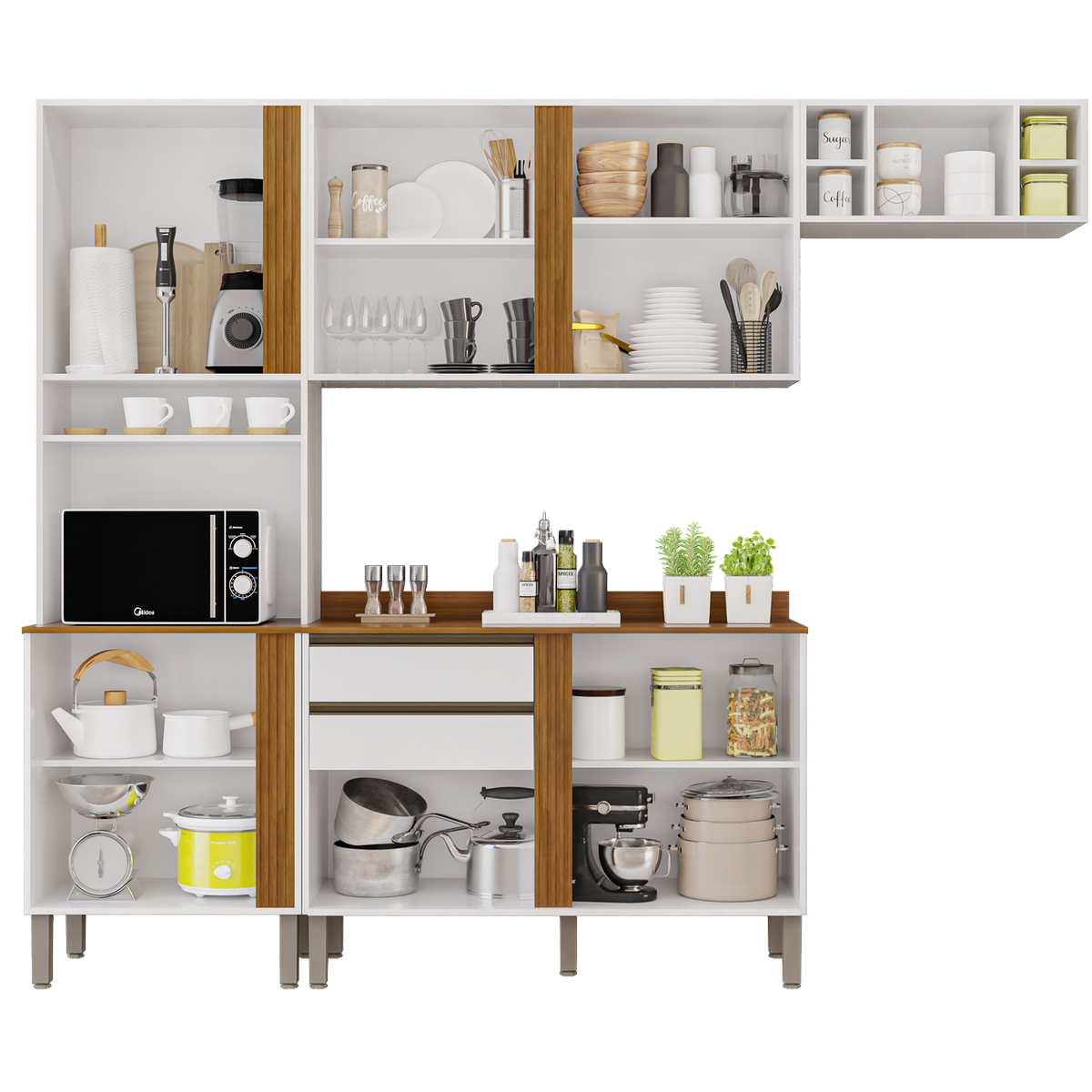 Cozinha 4 Peças Pérola Branco/Cinamomo - SALLÊTO - Imagem 2