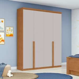 Guarda-Roupa 4 Portas Alonzo 1,54 m Amêndoa Clean/Off White – LOPAS
