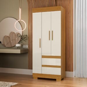 Guarda-Roupa 3 Portas Maya 0,753 m Cinamomo/Off White – ACP MÓVEIS