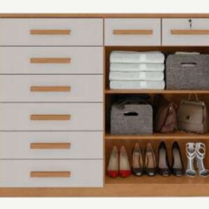 Cômoda 8 Gavetas com Sapateira Dupla Toronto Amêndoa Clean/Off White – LOPAS