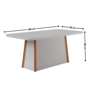 Mesa Tilia 180 Canto Copo Off White/Off White/Naturale – RUFATO
