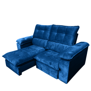 Sofá Retrátil e Reclinável Suíça 2,50 m Veludo Azul – LEO DECOR (PROMOÇÃO – LEVE AVARIA)