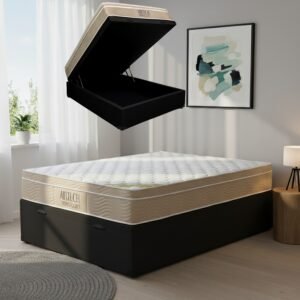 Colchão Casal Airtech Springpocket 25 cm D26 Molas Ensacadas + Base Baú Corino Preto – ORTOBOM + BIOSTAR