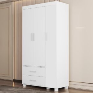 Guarda-Roupa 3 Portas Livia 0,89 m (Sem adesivo) Branco – MADEC MÓVEIS
