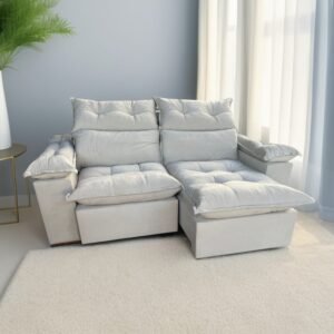 Sofá Retrátil e Reclinável Imperial 2,00 m Veludo Jolie Bege 03 – IMPERIAL DECOR