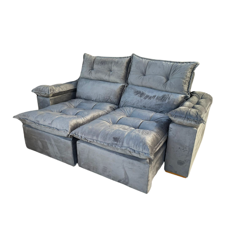 Sofá Retrátil e Reclinável Imperial 2,00 m Veludo Jolie Cinza 08 - IMPERIAL DECOR - Imagem 3